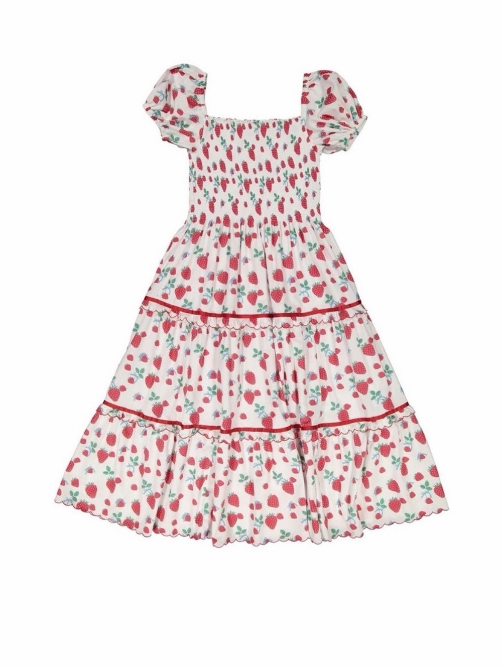 Strawberry Print Tiered Midi Dress - Sal & Pimenta